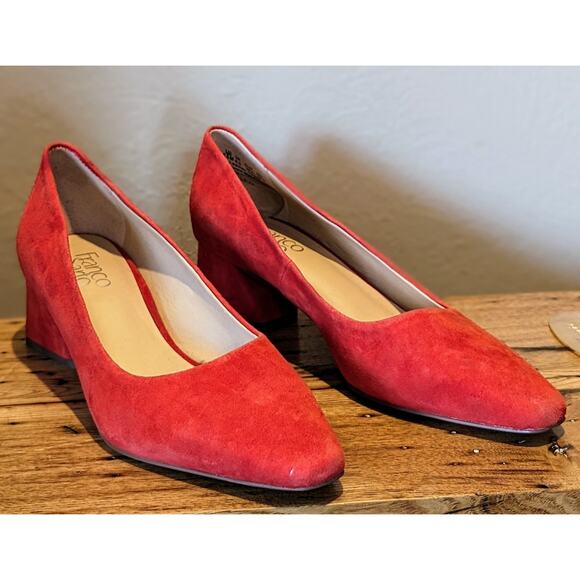 Franco Sarto Red Suede Leather Pump 2.25" Heel Womens Sz 8.5 - Picture 1 of 12